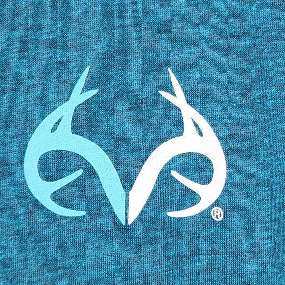 NWT Realtree Women’s XL Long Sleeve T-Shirt Teal Blue Deer Antlers Logo Hunting - Picture 6 of 8